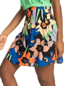 Roxy Rokken*Golden Poppy - Mini Zwierige Rok Voor Dames Anthracite Flower Jammin