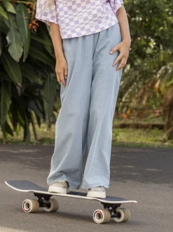 Roxy Jeans & Broeken*Here Comes The Weekend - Lichte Denim Palazzo Broek Voor Meisjes 4-16 Light Blue