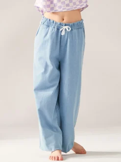 Roxy Jeans & Broeken*Here Comes The Weekend - Lichte Denim Palazzo Broek Voor Meisjes 4-16 Light Blue