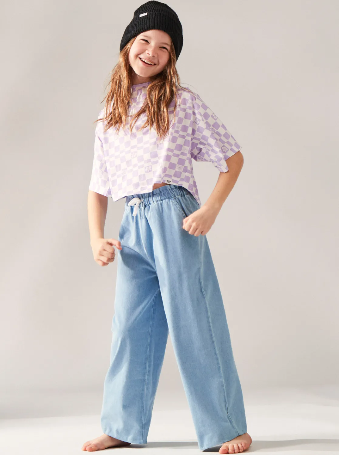 Roxy Jeans & Broeken*Here Comes The Weekend - Lichte Denim Palazzo Broek Voor Meisjes 4-16 Light Blue