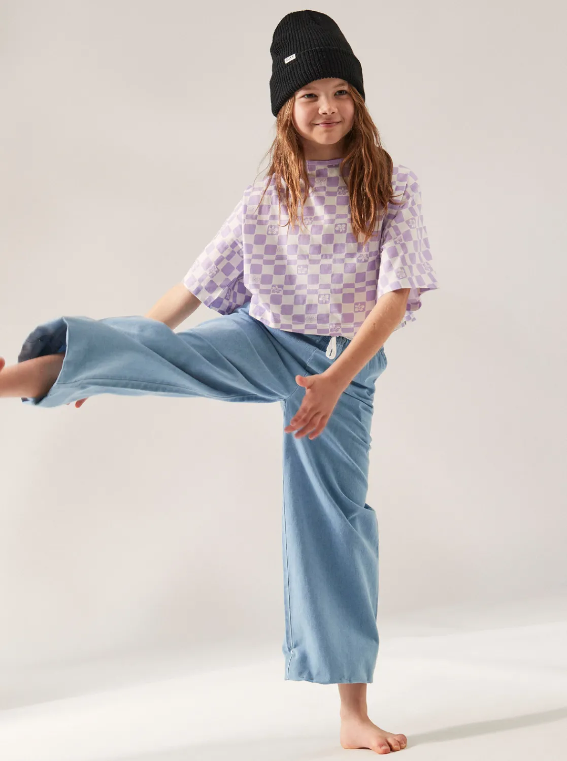 Roxy Jeans & Broeken*Here Comes The Weekend - Lichte Denim Palazzo Broek Voor Meisjes 4-16 Light Blue