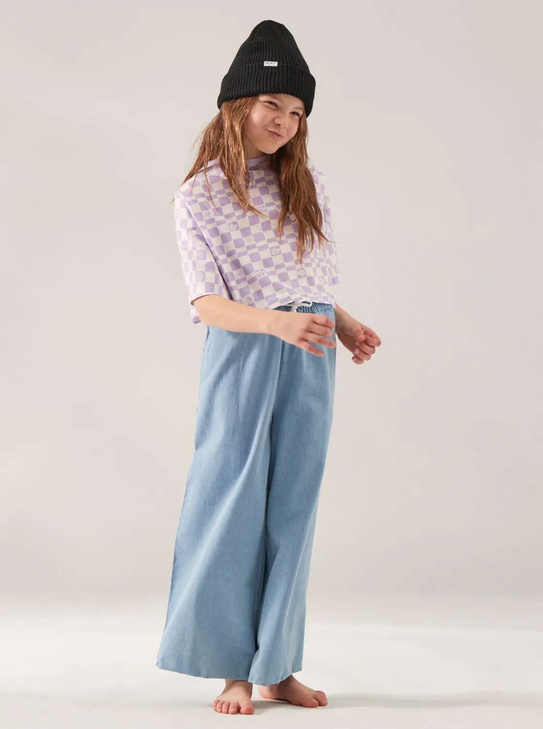 Roxy Jeans & Broeken*Here Comes The Weekend - Lichte Denim Palazzo Broek Voor Meisjes 4-16 Light Blue