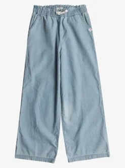 Roxy Jeans & Broeken*Here Comes The Weekend - Lichte Denim Palazzo Broek Voor Meisjes 4-16 Light Blue