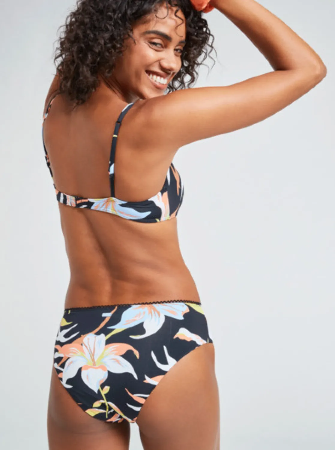 Roxy Bikini Bottoms*Hibiscus Wave - Bikinibroekje Met Medium Taille Voor Dames Anthracite Hibiscus Wave Swim