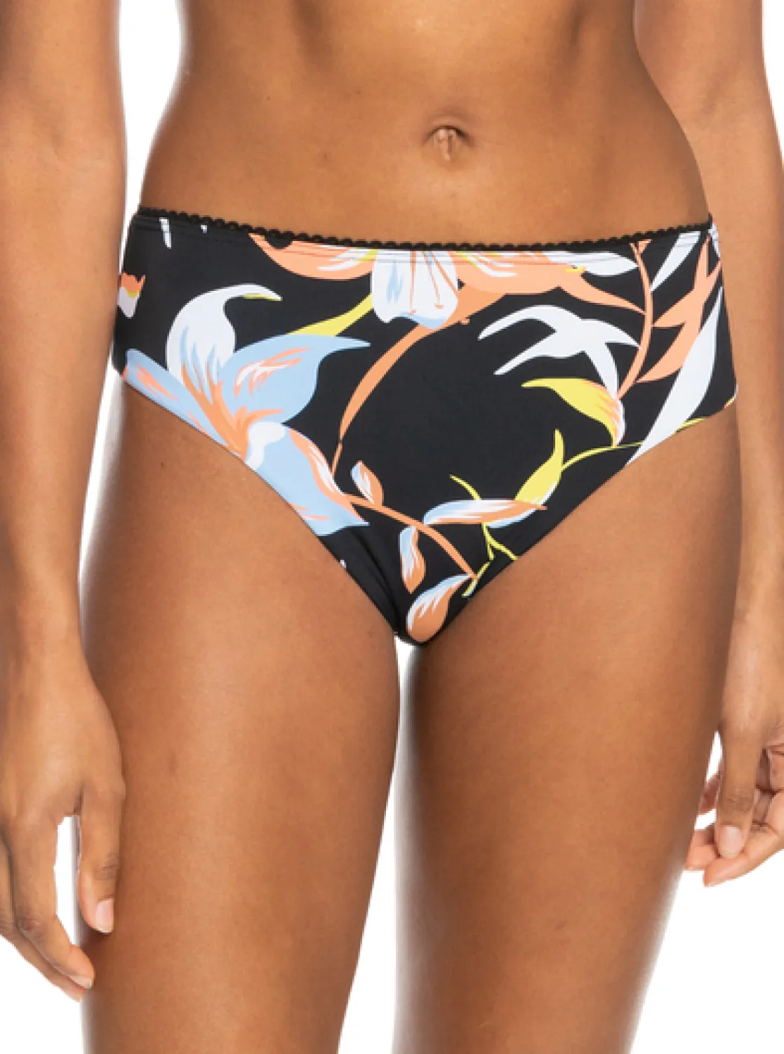Roxy Bikini Bottoms*Hibiscus Wave - Bikinibroekje Met Medium Taille Voor Dames Anthracite Hibiscus Wave Swim