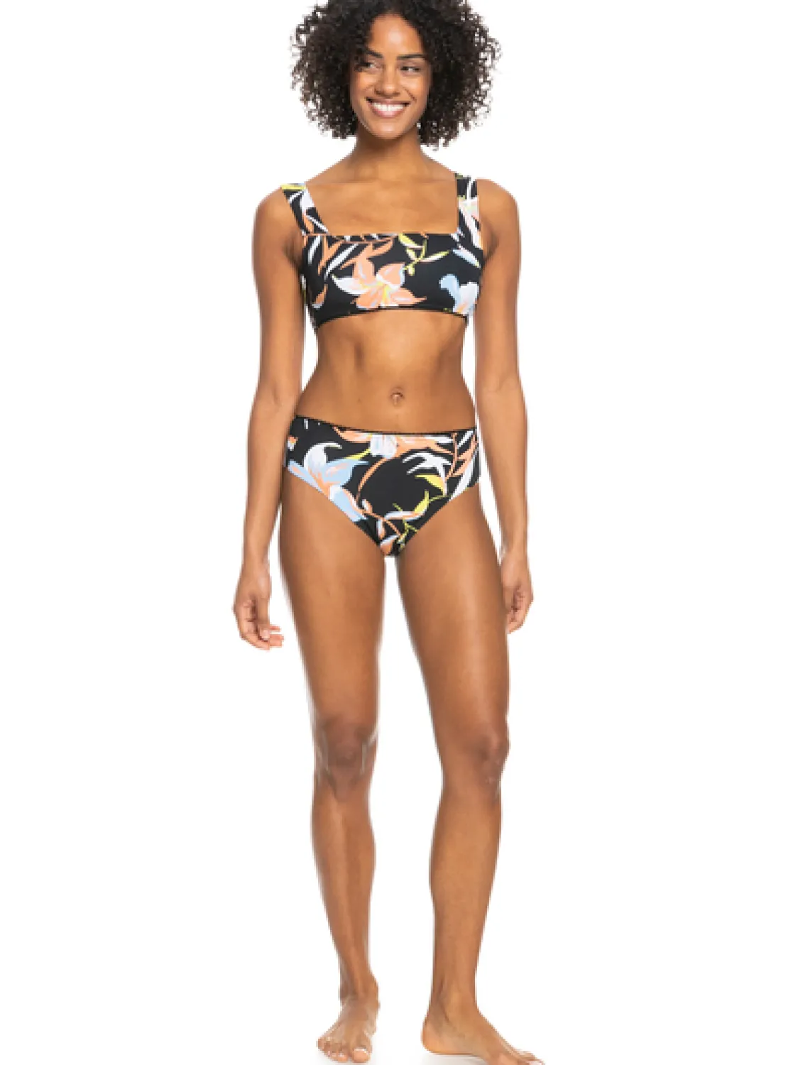 Roxy Bikini Bottoms*Hibiscus Wave - Bikinibroekje Met Medium Taille Voor Dames Anthracite Hibiscus Wave Swim