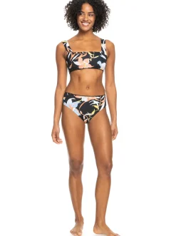 Roxy Bikini Bottoms*Hibiscus Wave - Bikinibroekje Met Medium Taille Voor Dames Anthracite Hibiscus Wave Swim