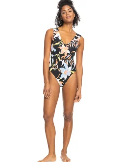 Roxy Monokini'S*Hibiscus Wave - Eendelig Badpak Voor Dames Anthracite Hibiscus Wave Swim