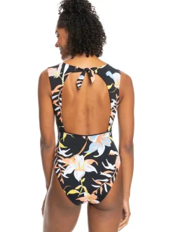 Roxy Monokini'S*Hibiscus Wave - Eendelig Badpak Voor Dames Anthracite Hibiscus Wave Swim