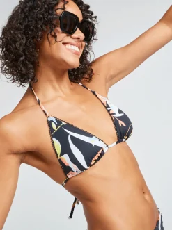 Roxy Bikini Tops*Hibiscus Wave - Tiki Tri Bikinitop Voor Dames Anthracite Hibiscus Wave Swim