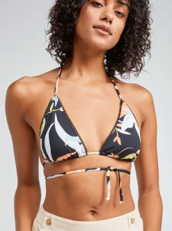 Roxy Bikini Tops*Hibiscus Wave - Tiki Tri Bikinitop Voor Dames Anthracite Hibiscus Wave Swim