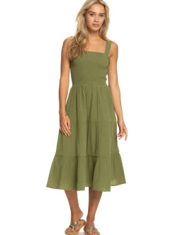 Roxy Jurken*Honeymoon Avenue - Halflange Jurk Voor Dames Loden Green