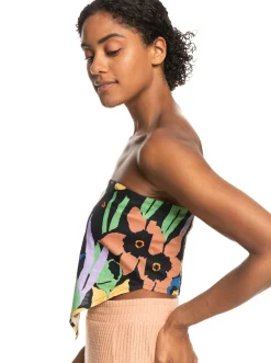 Roxy T-Shirts & Tops*Iconic Place - Korte Strappy Top Voor Dames Anthracite Flower Jammin