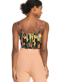 Roxy T-Shirts & Tops*Iconic Place - Korte Strappy Top Voor Dames Anthracite Flower Jammin