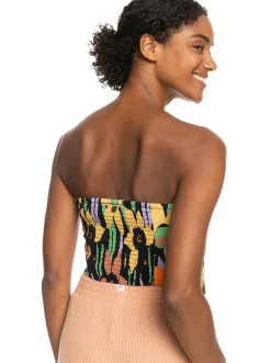 Roxy T-Shirts & Tops*Iconic Place - Korte Strappy Top Voor Dames Anthracite Flower Jammin