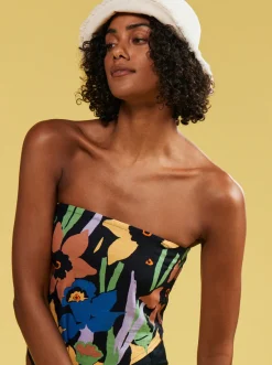 Roxy T-Shirts & Tops*Iconic Place - Korte Strappy Top Voor Dames Anthracite Flower Jammin