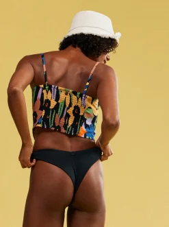 Roxy T-Shirts & Tops*Iconic Place - Korte Strappy Top Voor Dames Anthracite Flower Jammin