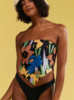 Roxy T-Shirts & Tops*Iconic Place - Korte Strappy Top Voor Dames Anthracite Flower Jammin