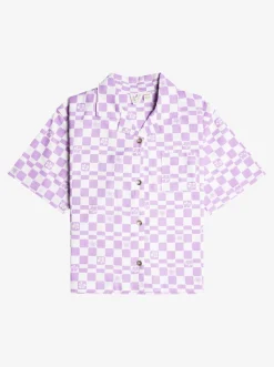 Roxy T-Shirts & Blouses*Living Off The Land - Overhemd Met Korte Mouwen Voor Meisjes 10-16 Purple Rose Flower Box