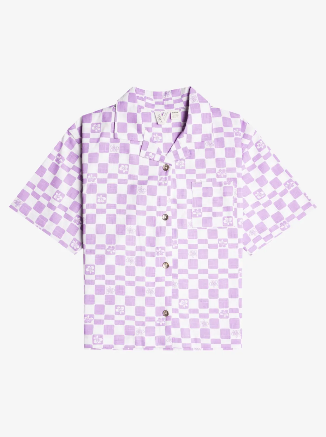 Roxy T-Shirts & Blouses*Living Off The Land - Overhemd Met Korte Mouwen Voor Meisjes 10-16 Purple Rose Flower Box