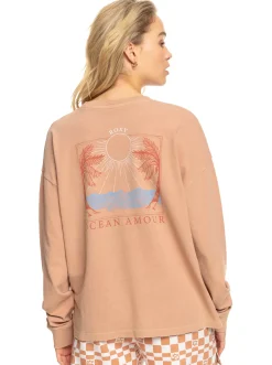 Roxy T-Shirts & Tops*Love Sunset - Oversized Boyfriend T-Shirt Voor Dames Cork