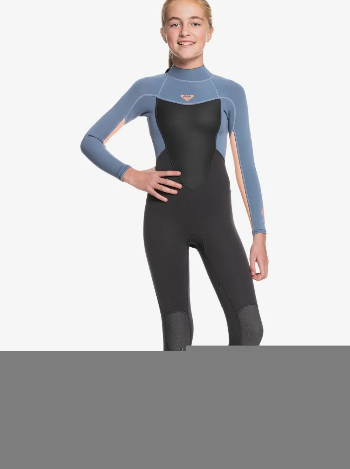 Roxy Surf*4/3Mm Prologue - Wetsuit Met Een Achterrits Voor Meisjes 8-16 Cloud Blk/Powderdgrey/Sunglow