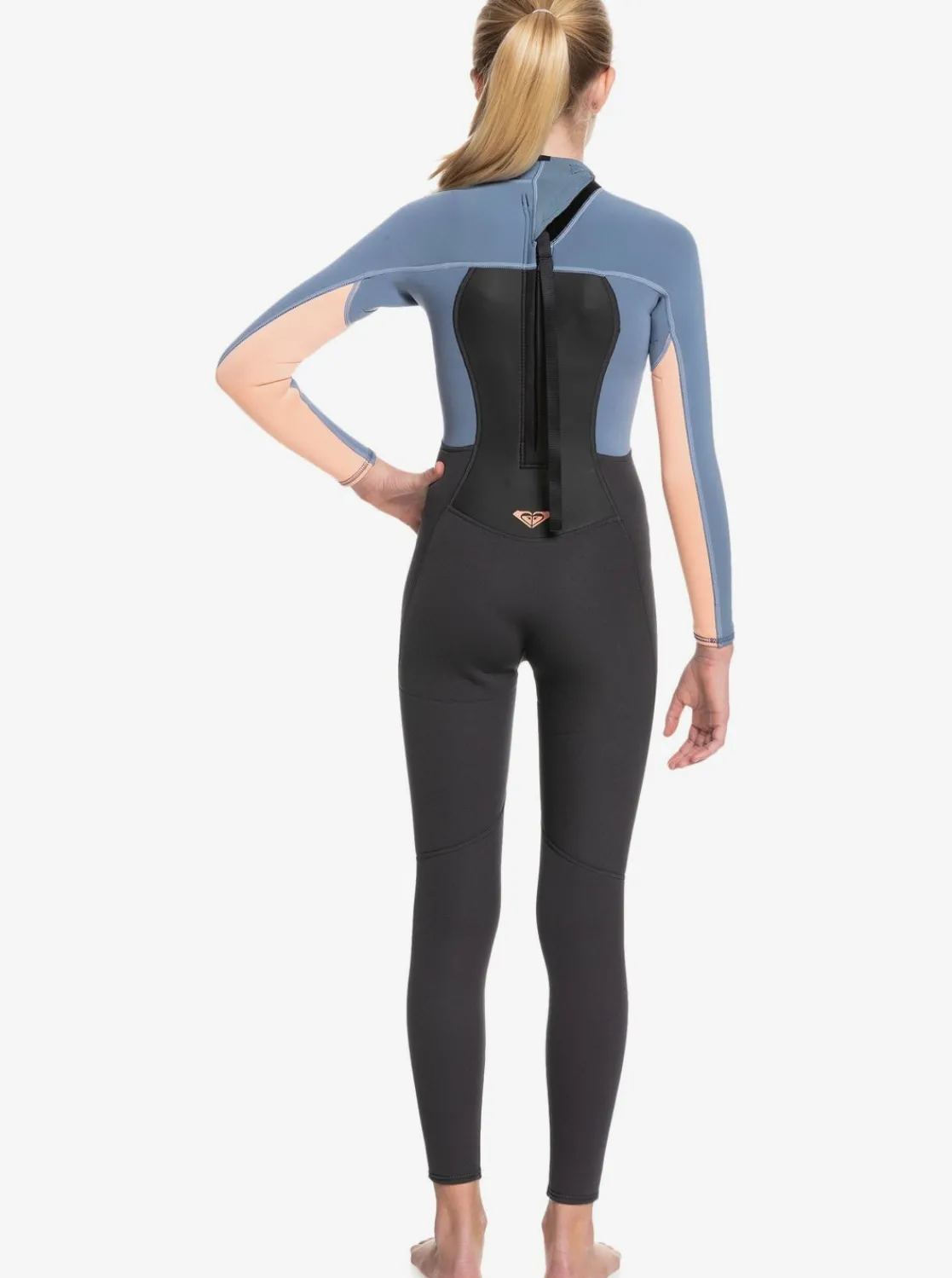 Roxy Surf*4/3Mm Prologue - Wetsuit Met Een Achterrits Voor Meisjes 8-16 Cloud Blk/Powderdgrey/Sunglow