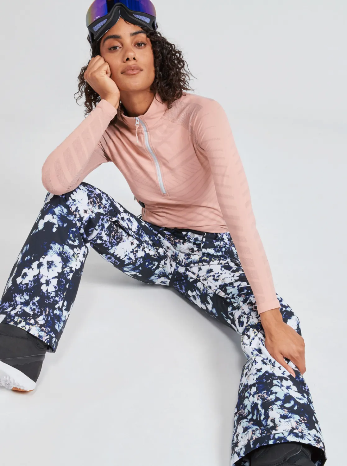 Roxy Snow-Broeken*Nadia Printed 2022 - Geisoleerde Snowbroek Voor Dames True Black Black Flowers