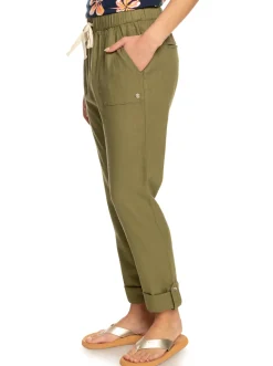 Roxy Broeken & Jeans*On The Seashore - Linnen Cargobroek Voor Dames Loden Green