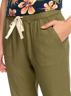 Roxy Broeken & Jeans*On The Seashore - Linnen Cargobroek Voor Dames Loden Green