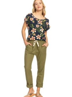 Roxy Broeken & Jeans*On The Seashore - Linnen Cargobroek Voor Dames Loden Green