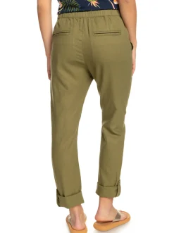 Roxy Broeken & Jeans*On The Seashore - Linnen Cargobroek Voor Dames Loden Green