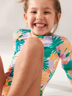 Roxy Surf*Paradisiac Island - Eendelige Rashguard Met Lange Mouw Voor Meisjes 2-7 Mint Tropical Trails