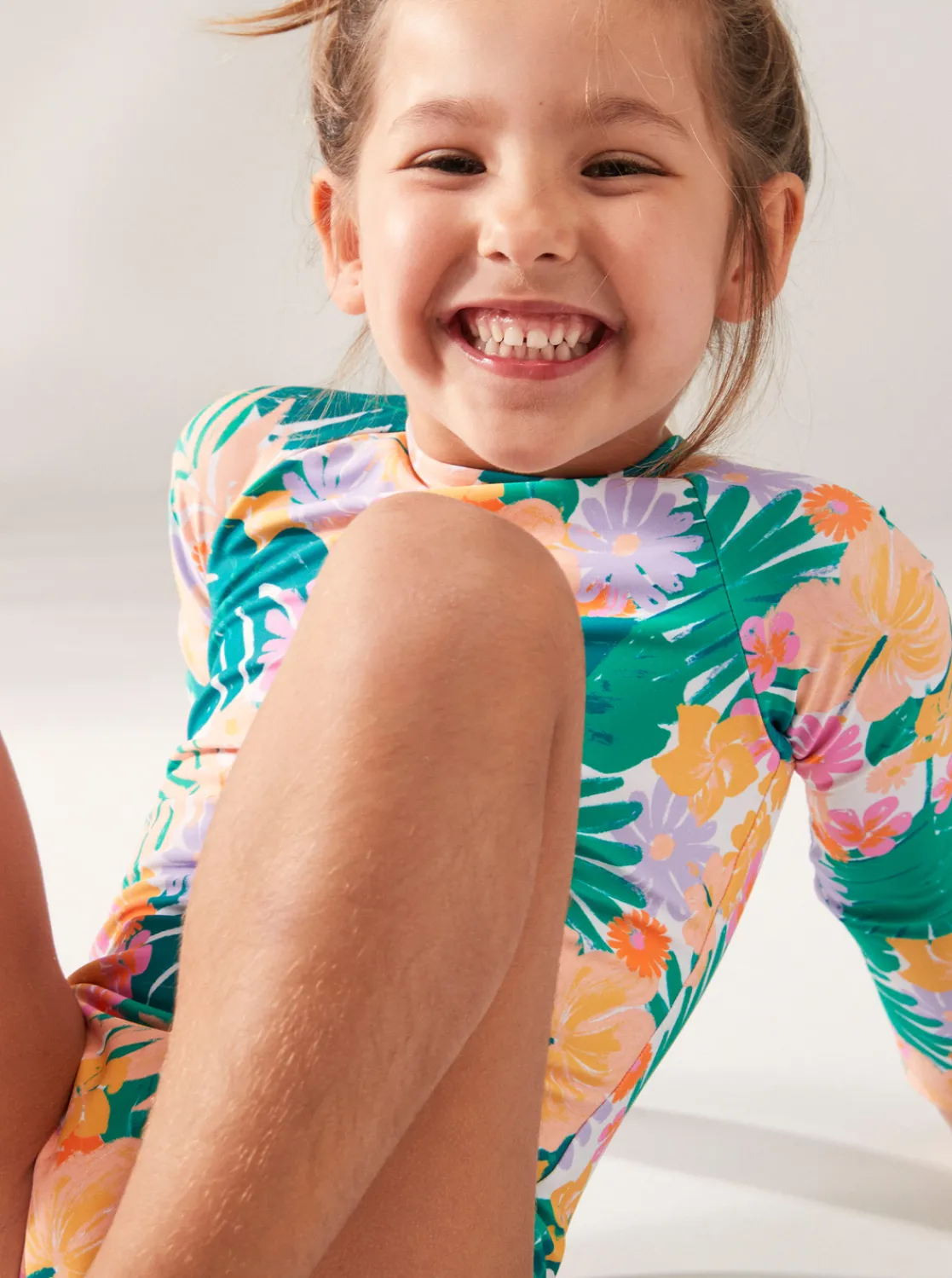 Roxy Surf*Paradisiac Island - Eendelige Rashguard Met Lange Mouw Voor Meisjes 2-7 Mint Tropical Trails