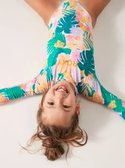Roxy Surf*Paradisiac Island - Eendelige Rashguard Met Lange Mouw Voor Meisjes 2-7 Mint Tropical Trails