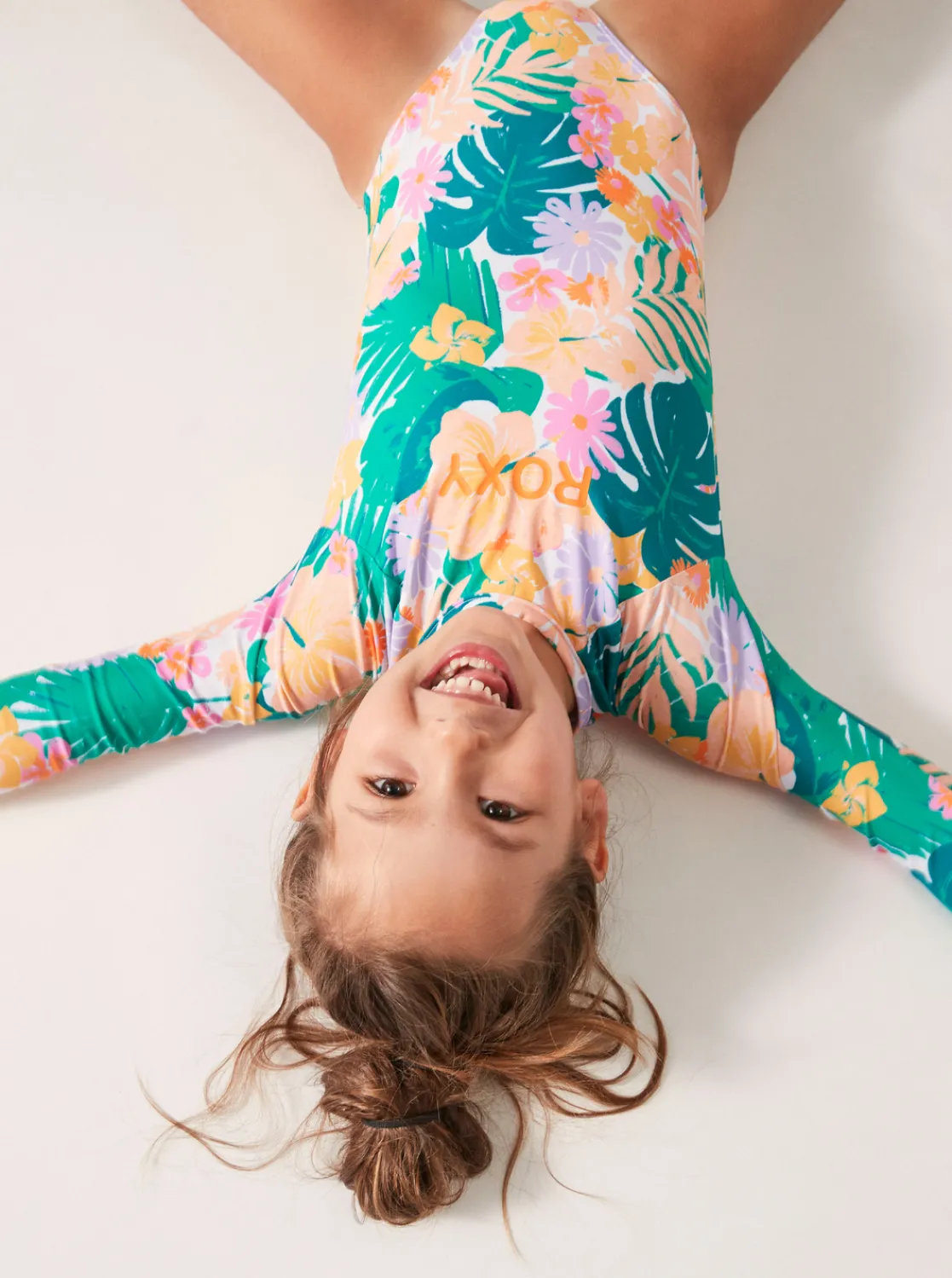 Roxy Surf*Paradisiac Island - Eendelige Rashguard Met Lange Mouw Voor Meisjes 2-7 Mint Tropical Trails