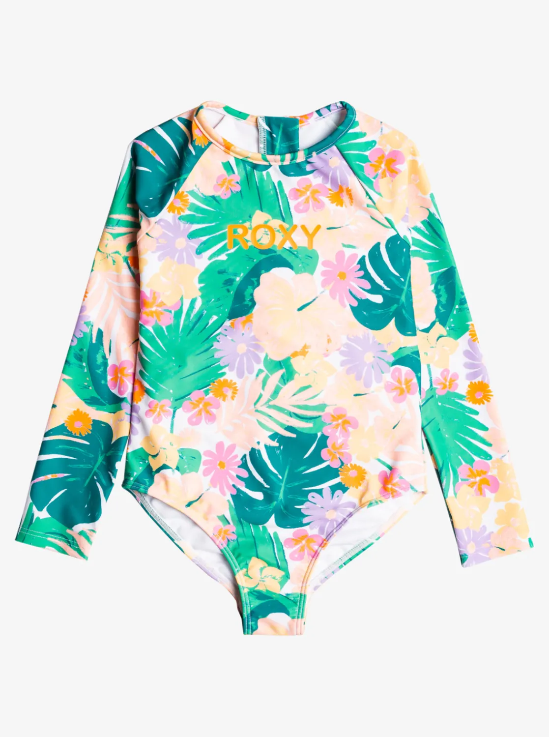 Roxy Surf*Paradisiac Island - Eendelige Rashguard Met Lange Mouw Voor Meisjes 2-7 Mint Tropical Trails