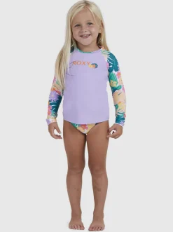 Roxy Surf*Paradisiac Island - Rash Vest Met Lange Mouw Voor Meisjes 2-7 Mint Tropical Trails