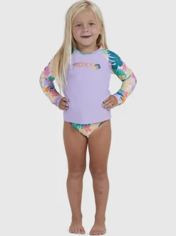 Roxy Surf*Paradisiac Island - Rash Vest Met Lange Mouw Voor Meisjes 2-7 Mint Tropical Trails