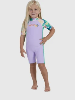 Roxy Surf*Paradisiac Island - Rashguard Met Driekwartmouwen En Rits Voor Meisjes 2-7 Mint Tropical Trails