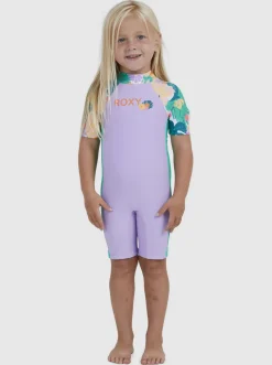 Roxy Surf*Paradisiac Island - Rashguard Met Driekwartmouwen En Rits Voor Meisjes 2-7 Mint Tropical Trails
