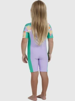 Roxy Surf*Paradisiac Island - Rashguard Met Driekwartmouwen En Rits Voor Meisjes 2-7 Mint Tropical Trails