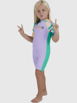 Roxy Surf*Paradisiac Island - Rashguard Met Driekwartmouwen En Rits Voor Meisjes 2-7 Mint Tropical Trails