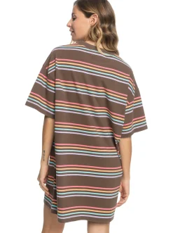 Roxy Jurken*Play It Back - Oversized T-Shirt Dress For Women Rain Drum Retro Stripe
