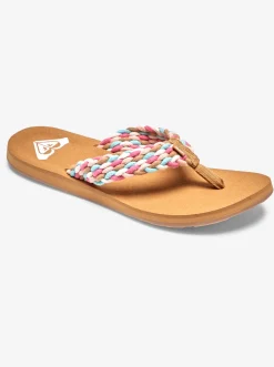 Roxy Slippers*Porto - Sandalen Voor Dames White/Pink/Multi