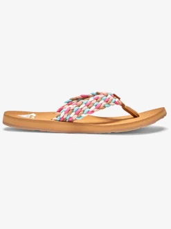 Roxy Slippers*Porto - Sandalen Voor Dames White/Pink/Multi