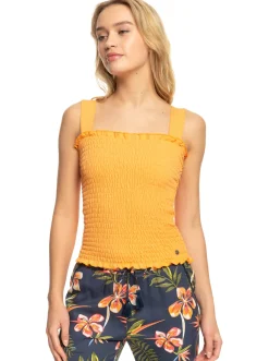 Roxy T-Shirts & Tops*Postcard To Home - Top Met Smokwerk Voor Dames Mock Orange