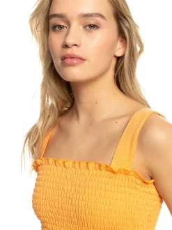 Roxy T-Shirts & Tops*Postcard To Home - Top Met Smokwerk Voor Dames Mock Orange