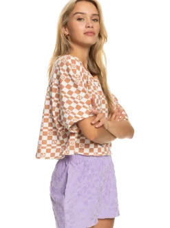 Roxy T-Shirts & Tops*Power Check - Kort Oversized T-Shirt Voor Dames Snow White Sol Power