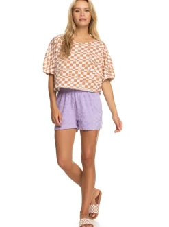 Roxy T-Shirts & Tops*Power Check - Kort Oversized T-Shirt Voor Dames Snow White Sol Power